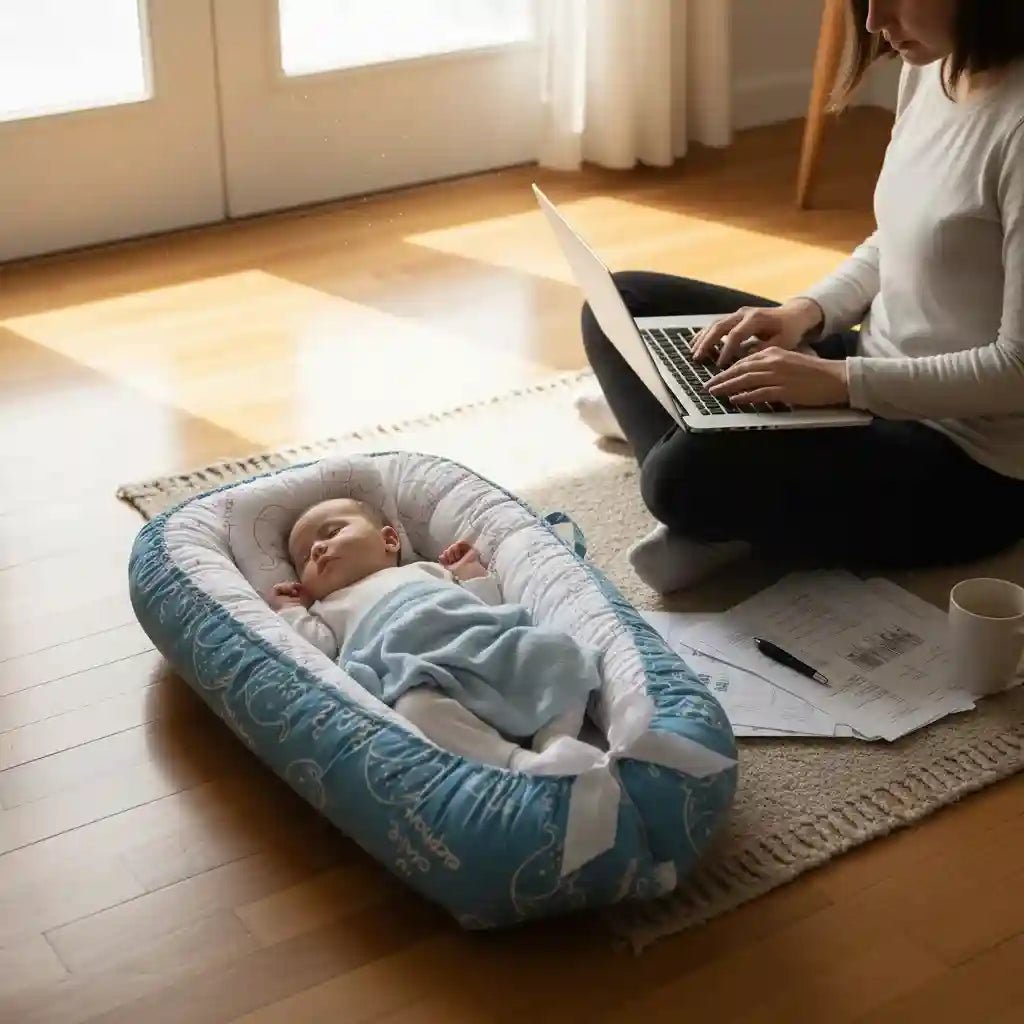 Reducteur de lit anse berceau bleu éléphant - Choupinoo
