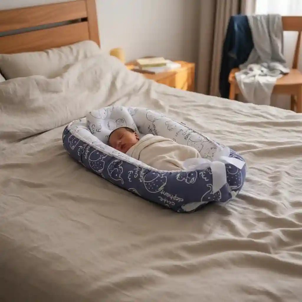 Reducteur de lit anse berceau bleu éléphant - Choupinoo