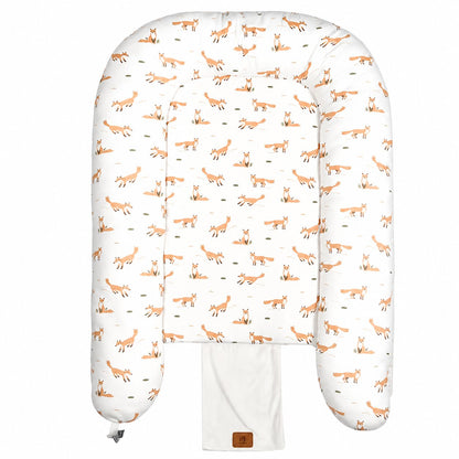 Reducteur de lit bebe renard motif renards ouvert a plat vue de dessous - Choupinoo