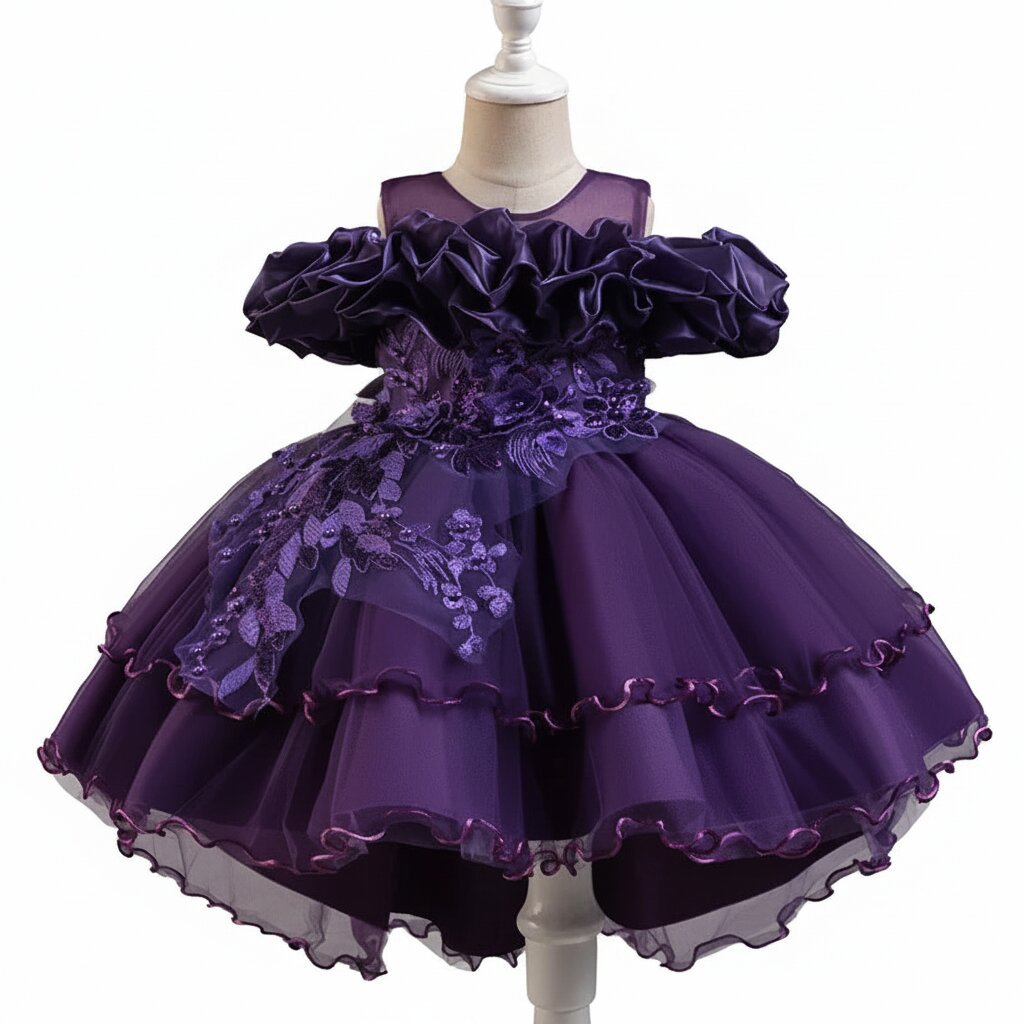 Robe Bapteme – Princesse à Traîne Florale - Choupinoo