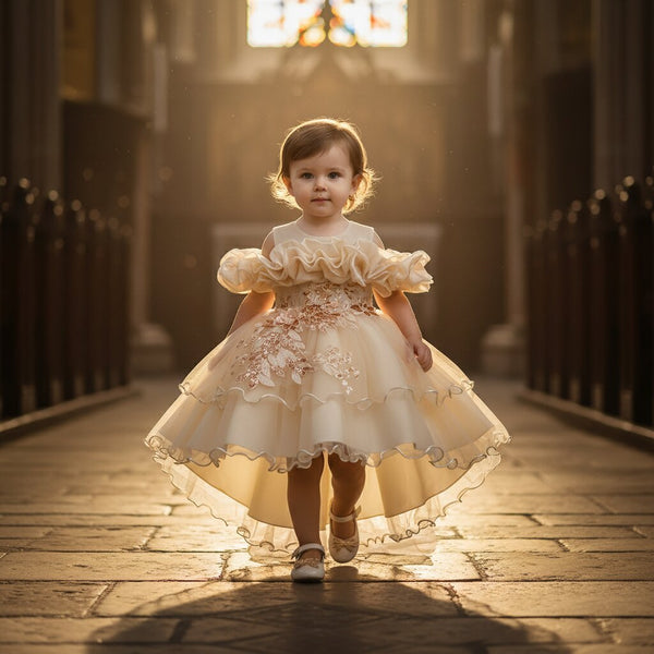 Robe Bapteme – Princesse à Traîne Florale - Choupinoo