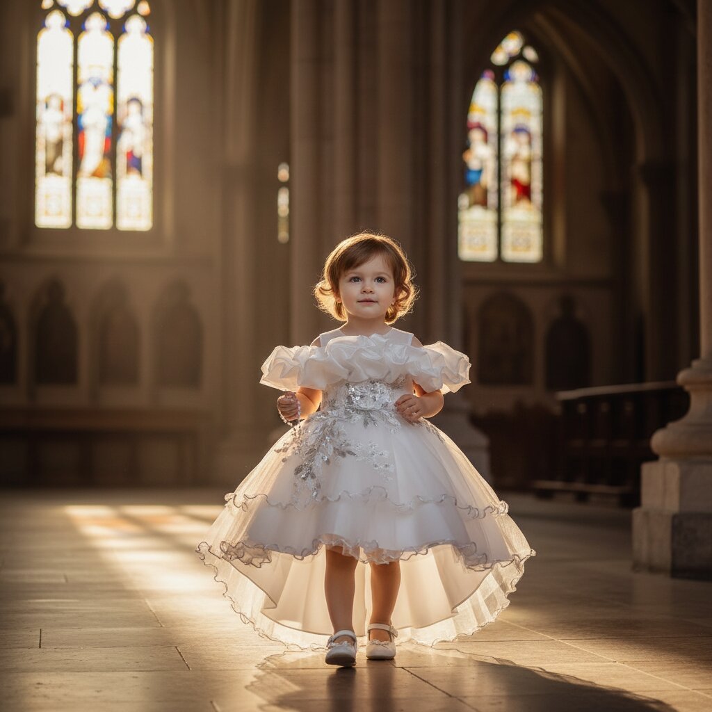 Robe Bapteme – Princesse à Traîne Florale - Choupinoo