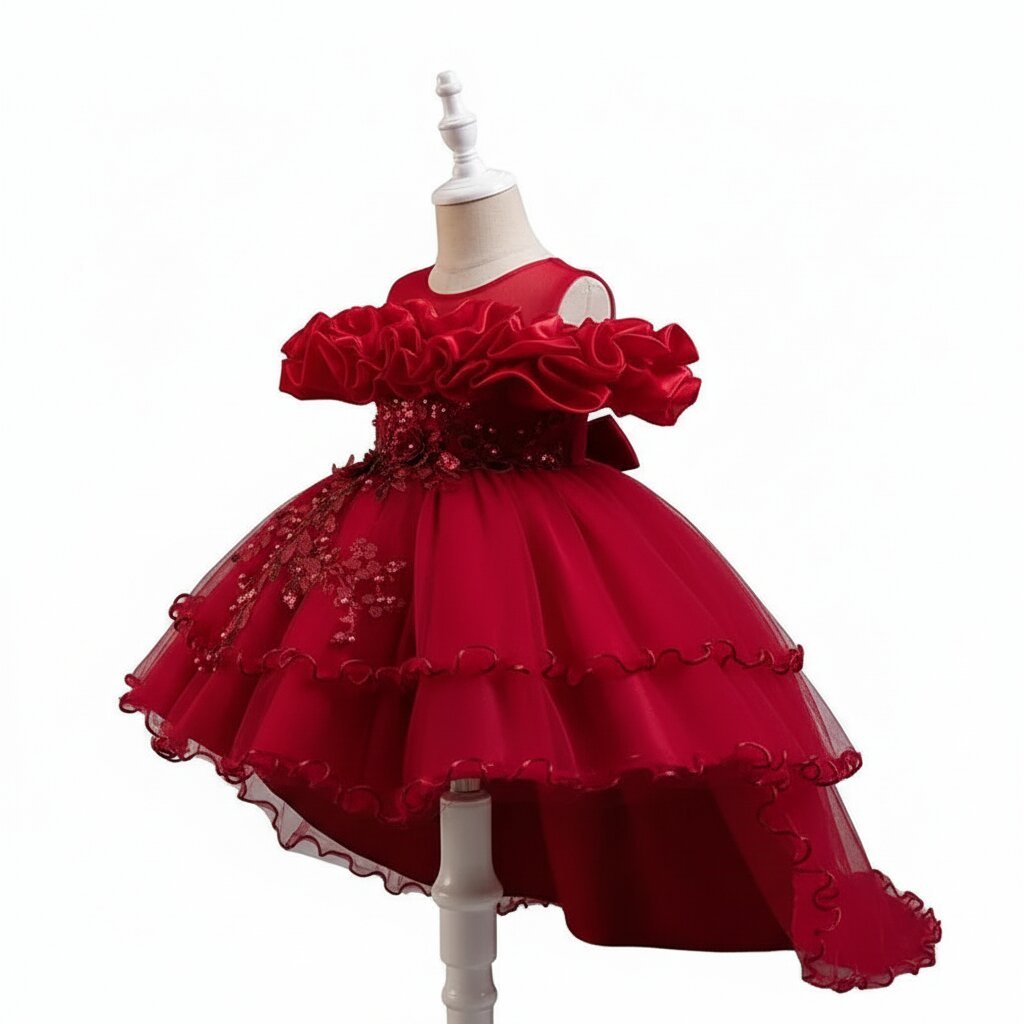 Robe Bapteme – Princesse à Traîne Florale - Choupinoo