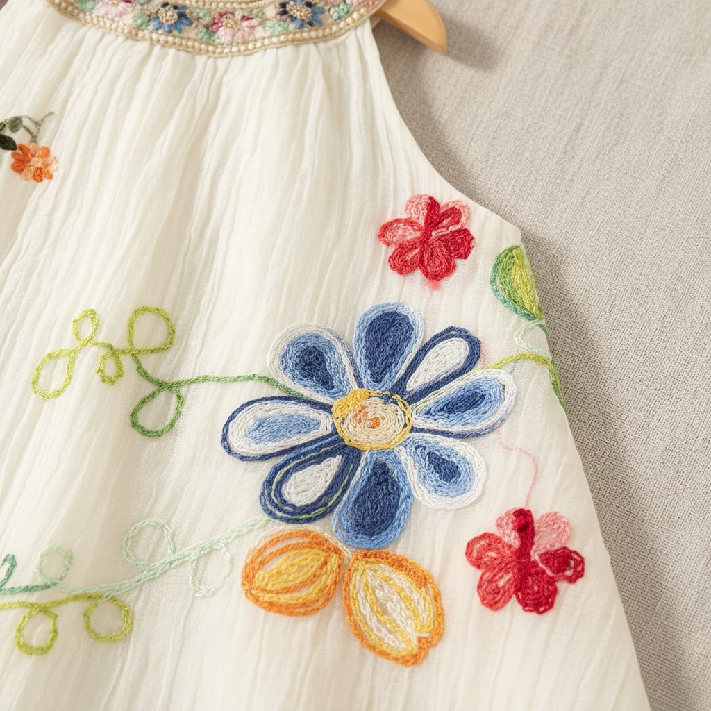 Robe Bébé Fille Été Broderie Florale – Sans Manches Coton | Choupinoo - Choupinoo