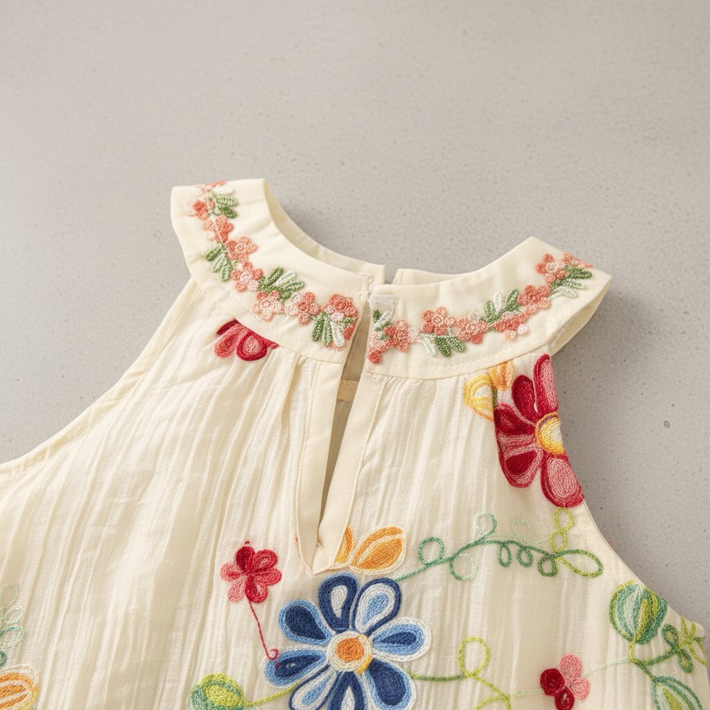 Robe Bébé Fille Été Broderie Florale – Sans Manches Coton | Choupinoo - Choupinoo