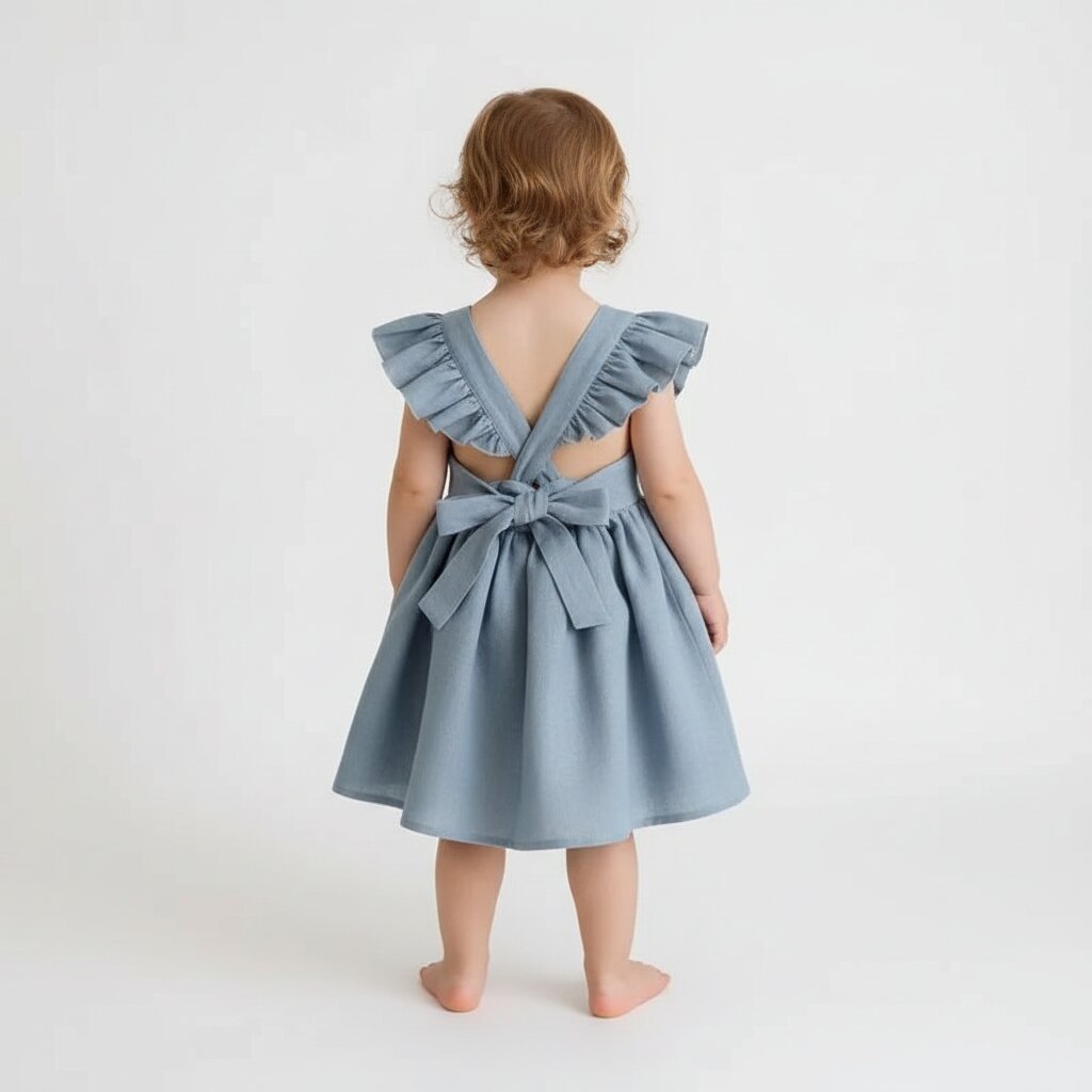 Robe Bébé Fille Été – Col Carré & Volants 100% Coton | Choupinoo - Choupinoo