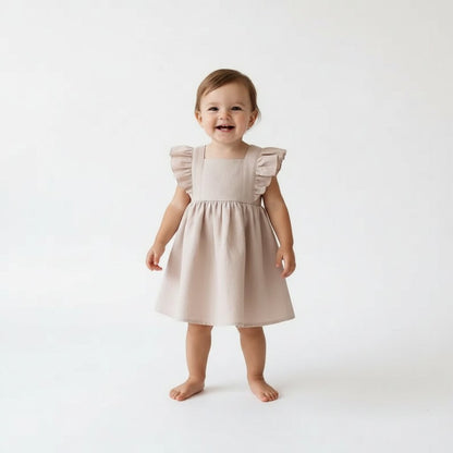 Robe Bébé Fille Été – Col Carré & Volants 100% Coton | Choupinoo - Choupinoo