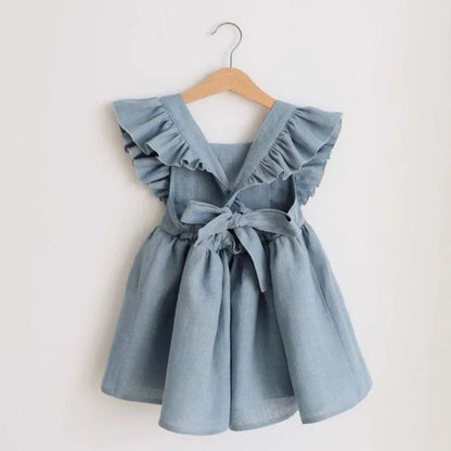 Robe Bébé Fille Été – Col Carré & Volants 100% Coton | Choupinoo - Choupinoo