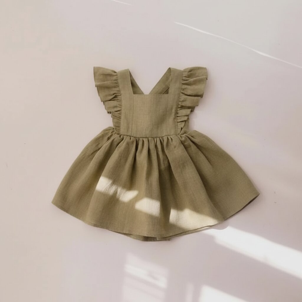 Robe Bébé Fille Été – Col Carré & Volants 100% Coton | Choupinoo - Choupinoo