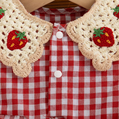Robe bebe fille été rouge – Motif fraises & carreaux - Choupinoo