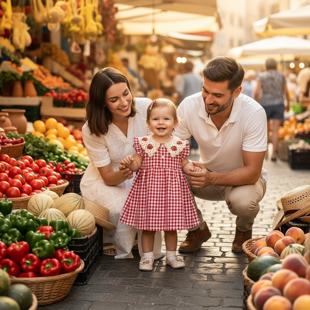 Robe bebe fille été rouge – Motif fraises & carreaux - Choupinoo