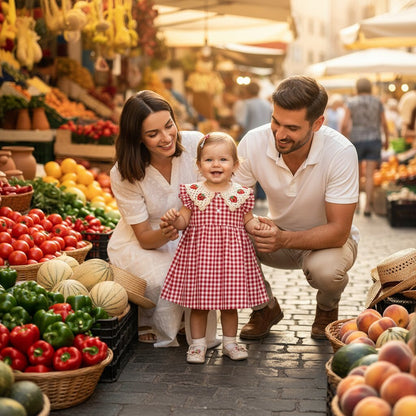 Robe bebe fille été rouge – Motif fraises & carreaux - Choupinoo