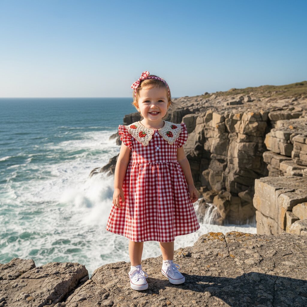 Robe bebe fille été rouge – Motif fraises & carreaux - Choupinoo
