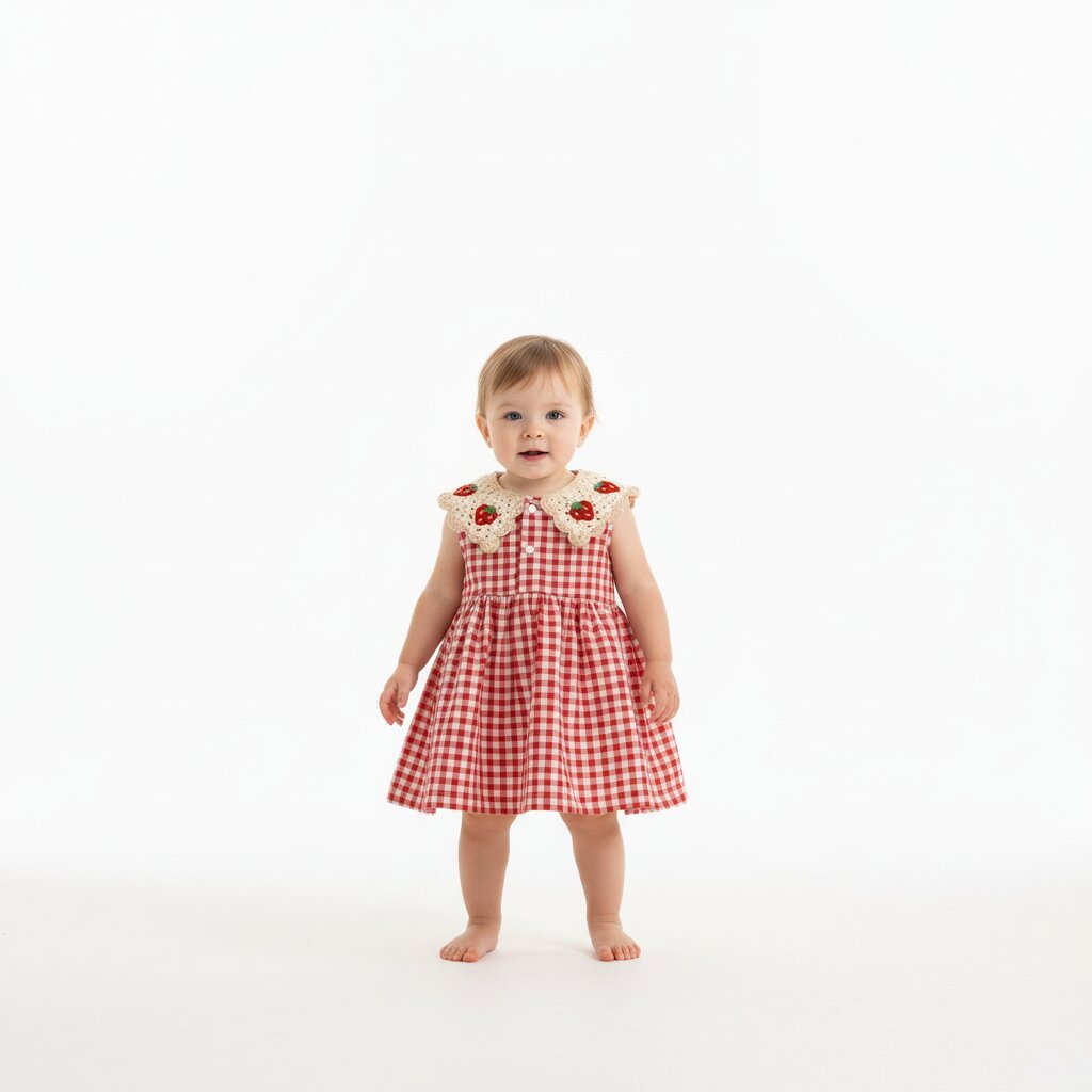Robe bebe fille été rouge – Motif fraises & carreaux - Choupinoo