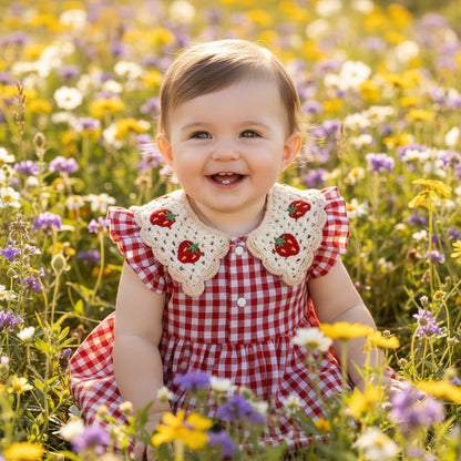 Robe bebe fille été rouge – Motif fraises & carreaux - Choupinoo