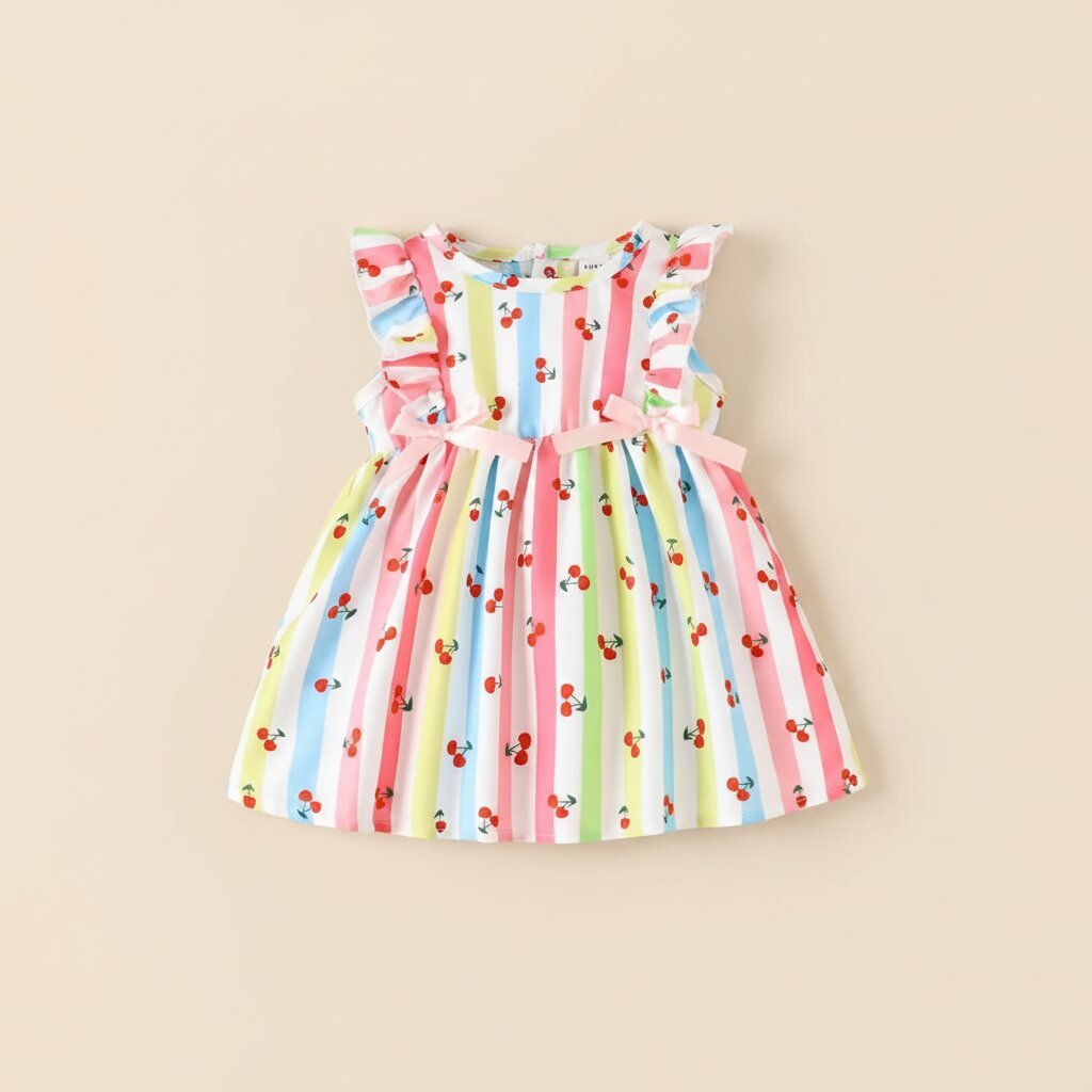 Robe Fille Bébé 6M - 3 Ans – Imprimé Cerises & Nœud Ruban - Choupinoo