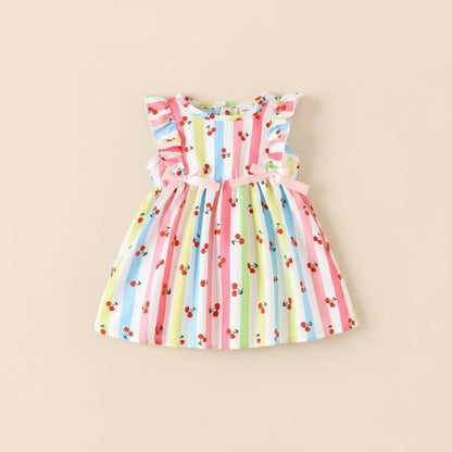Robe Fille Bébé 6M - 3 Ans – Imprimé Cerises & Nœud Ruban - Choupinoo