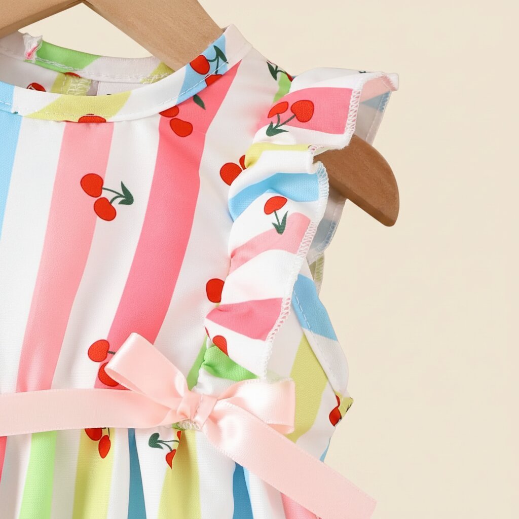 Robe Fille Bébé 6M - 3 Ans – Imprimé Cerises & Nœud Ruban - Choupinoo