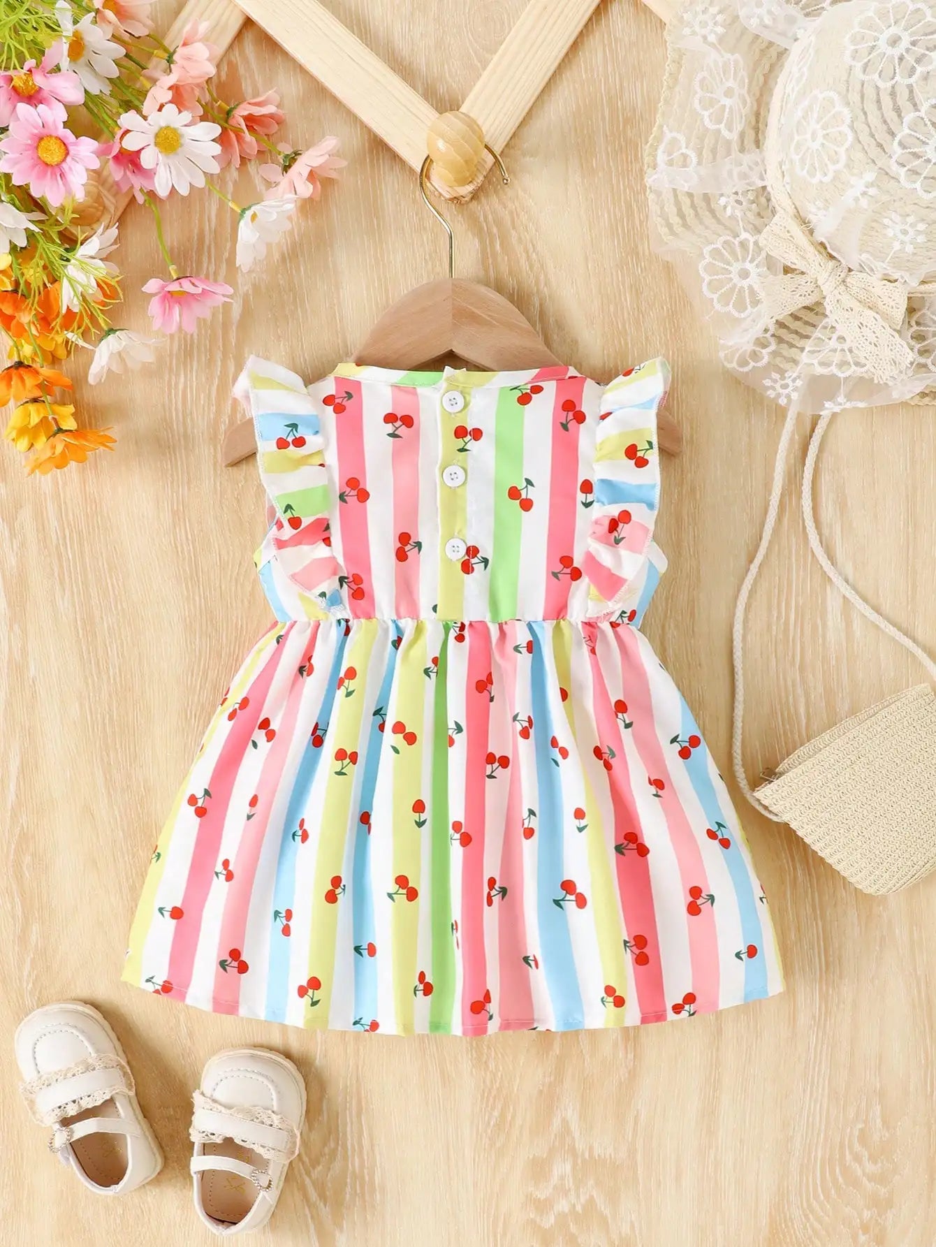 Robe Fille Bébé 6M - 3 Ans – Imprimé Cerises & Nœud Ruban - Choupinoo