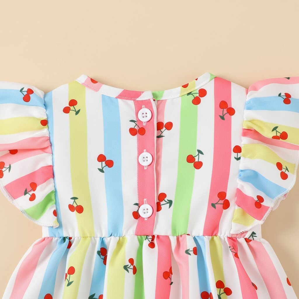 Robe Fille Bébé 6M - 3 Ans – Imprimé Cerises & Nœud Ruban - Choupinoo