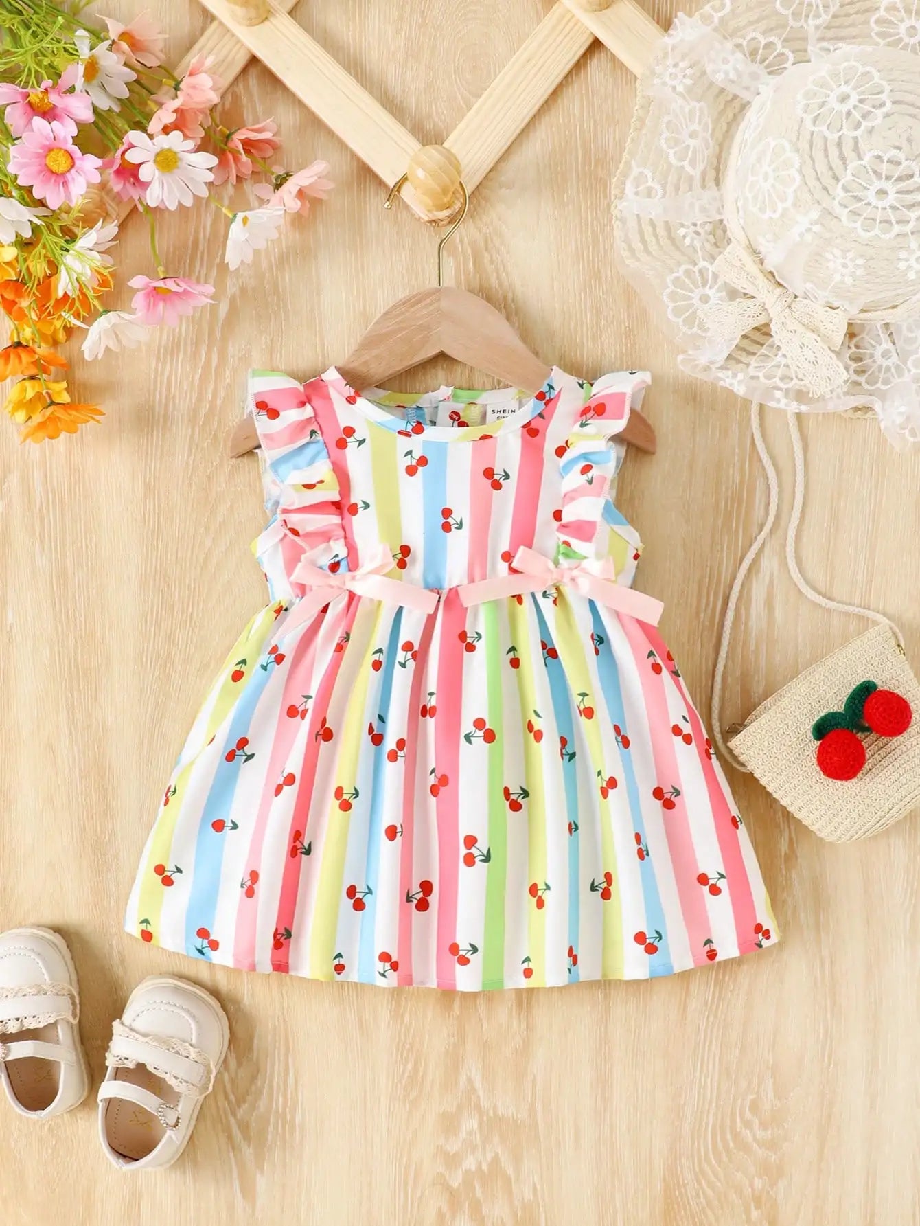 Robe Fille Bébé 6M - 3 Ans – Imprimé Cerises & Nœud Ruban - Choupinoo