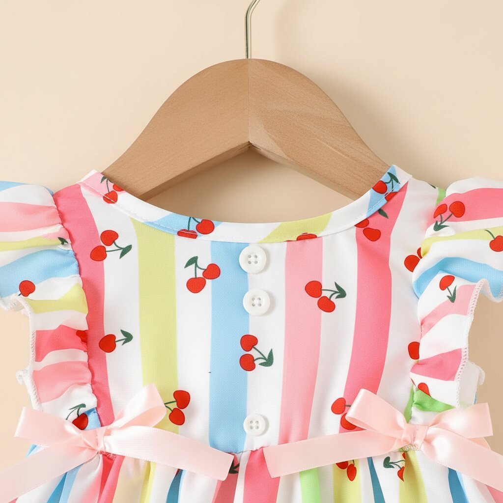 Robe Fille Bébé 6M - 3 Ans – Imprimé Cerises & Nœud Ruban - Choupinoo