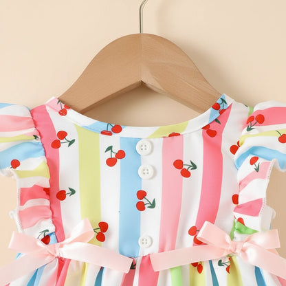 Robe Fille Bébé 6M - 3 Ans – Imprimé Cerises & Nœud Ruban - Choupinoo