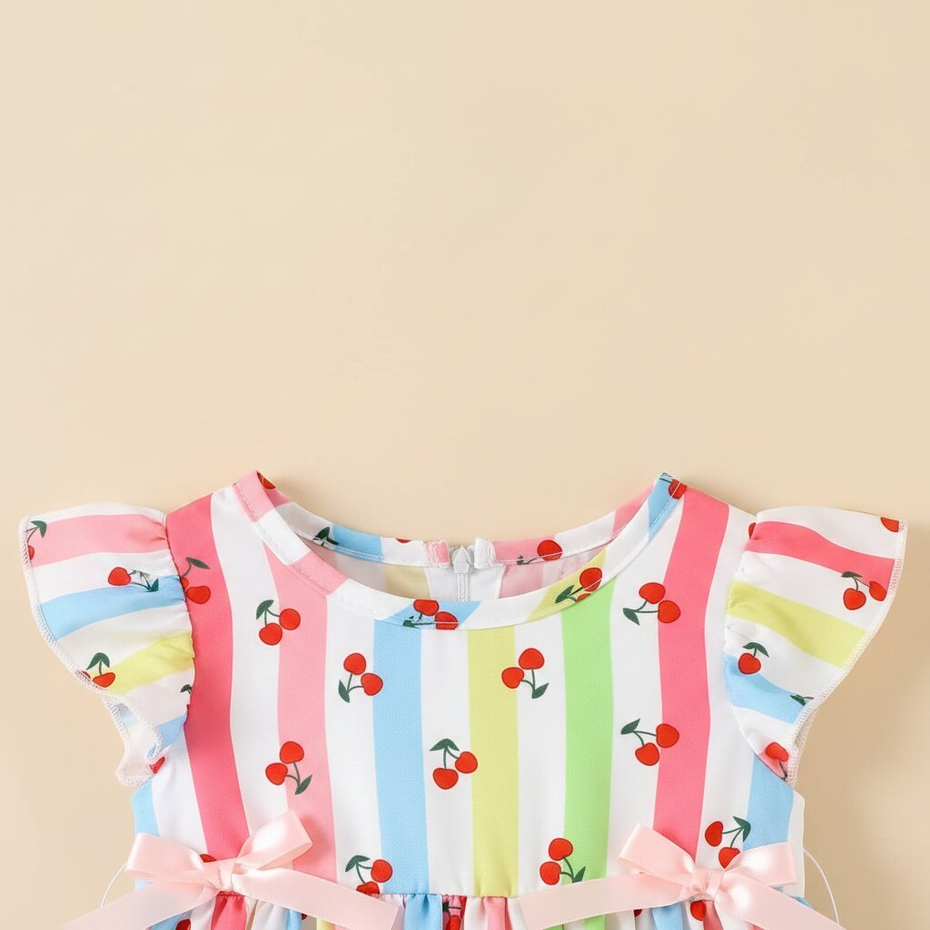 Robe Fille Bébé 6M - 3 Ans – Imprimé Cerises & Nœud Ruban - Choupinoo