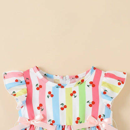 Robe Fille Bébé 6M - 3 Ans – Imprimé Cerises & Nœud Ruban - Choupinoo