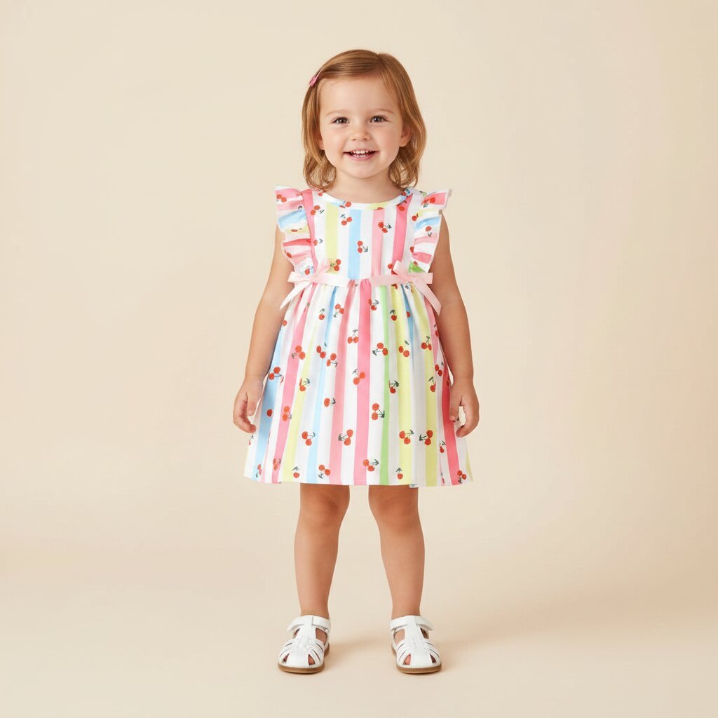 Robe Fille Bébé 6M - 3 Ans – Imprimé Cerises & Nœud Ruban - Choupinoo