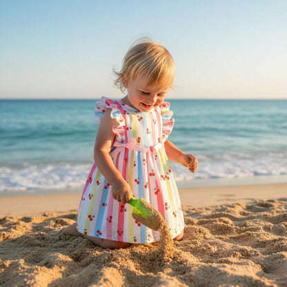 Robe Fille Bébé 6M - 3 Ans – Imprimé Cerises & Nœud Ruban - Choupinoo
