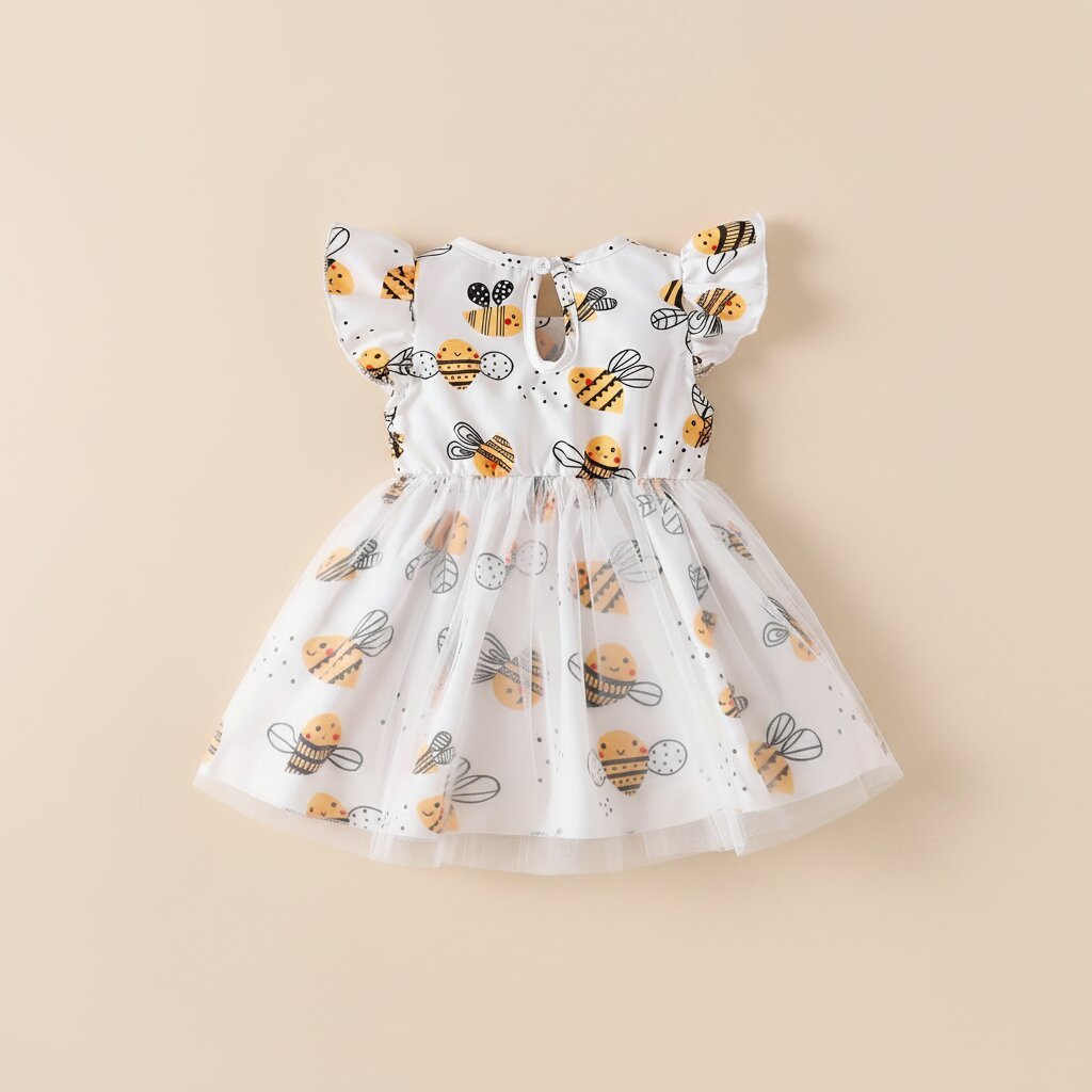 Robe Fille Bébé Motif Abeilles Cartoon – Tulle Doux Printemps Été - Choupinoo