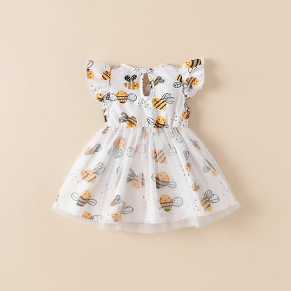 Robe Fille Bébé Motif Abeilles Cartoon – Tulle Doux Printemps Été - Choupinoo