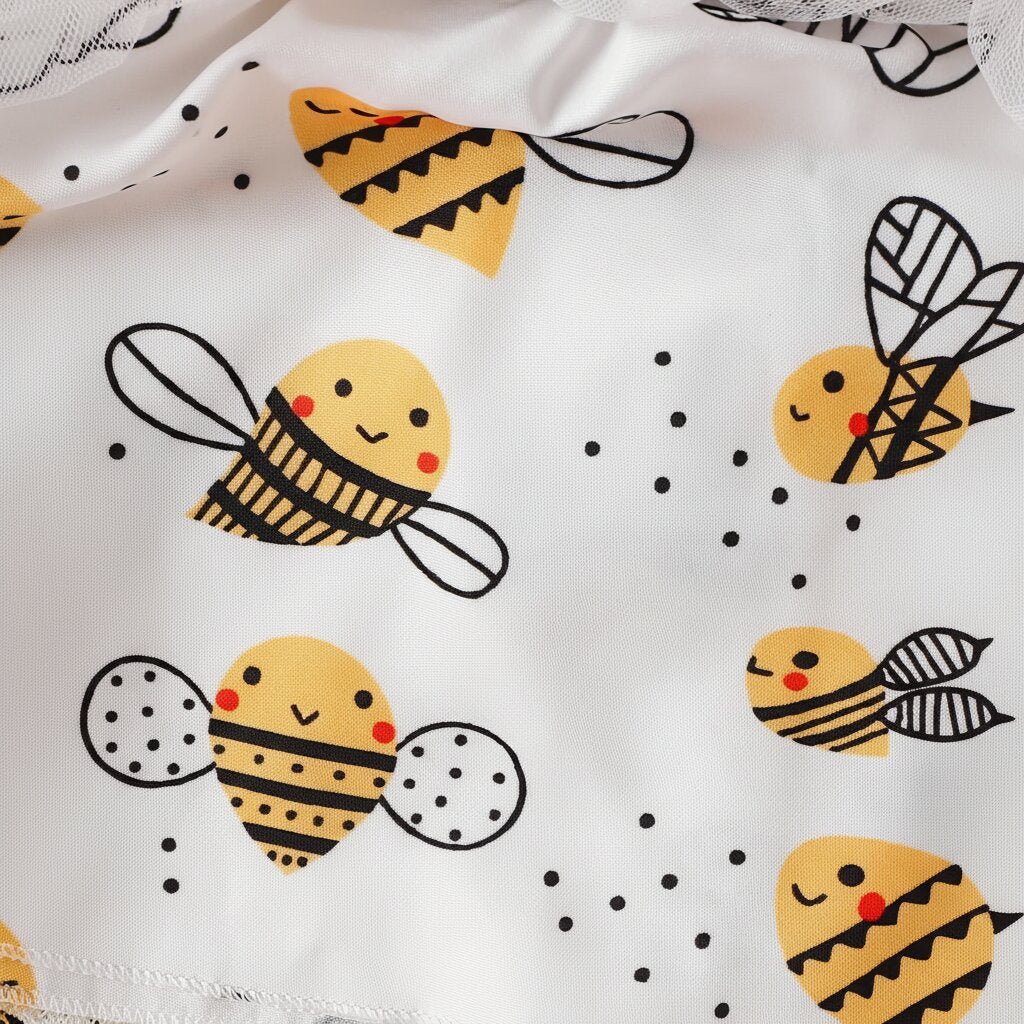 Robe Fille Bébé Motif Abeilles Cartoon – Tulle Doux Printemps Été - Choupinoo