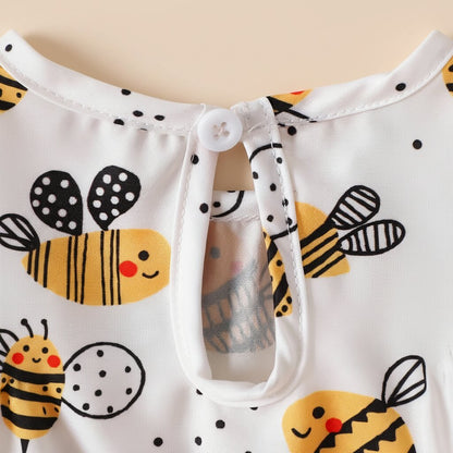 Robe Fille Bébé Motif Abeilles Cartoon – Tulle Doux Printemps Été - Choupinoo