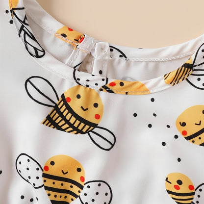 Robe Fille Bébé Motif Abeilles Cartoon – Tulle Doux Printemps Été - Choupinoo