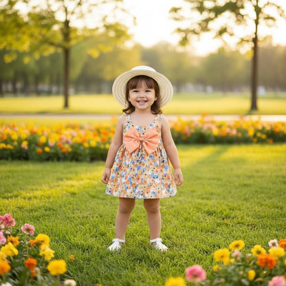 Robe Fille Été avec Chapeau Assorti | Ensemble Fleuri 1 - 3 ans🌸 - Choupinoo
