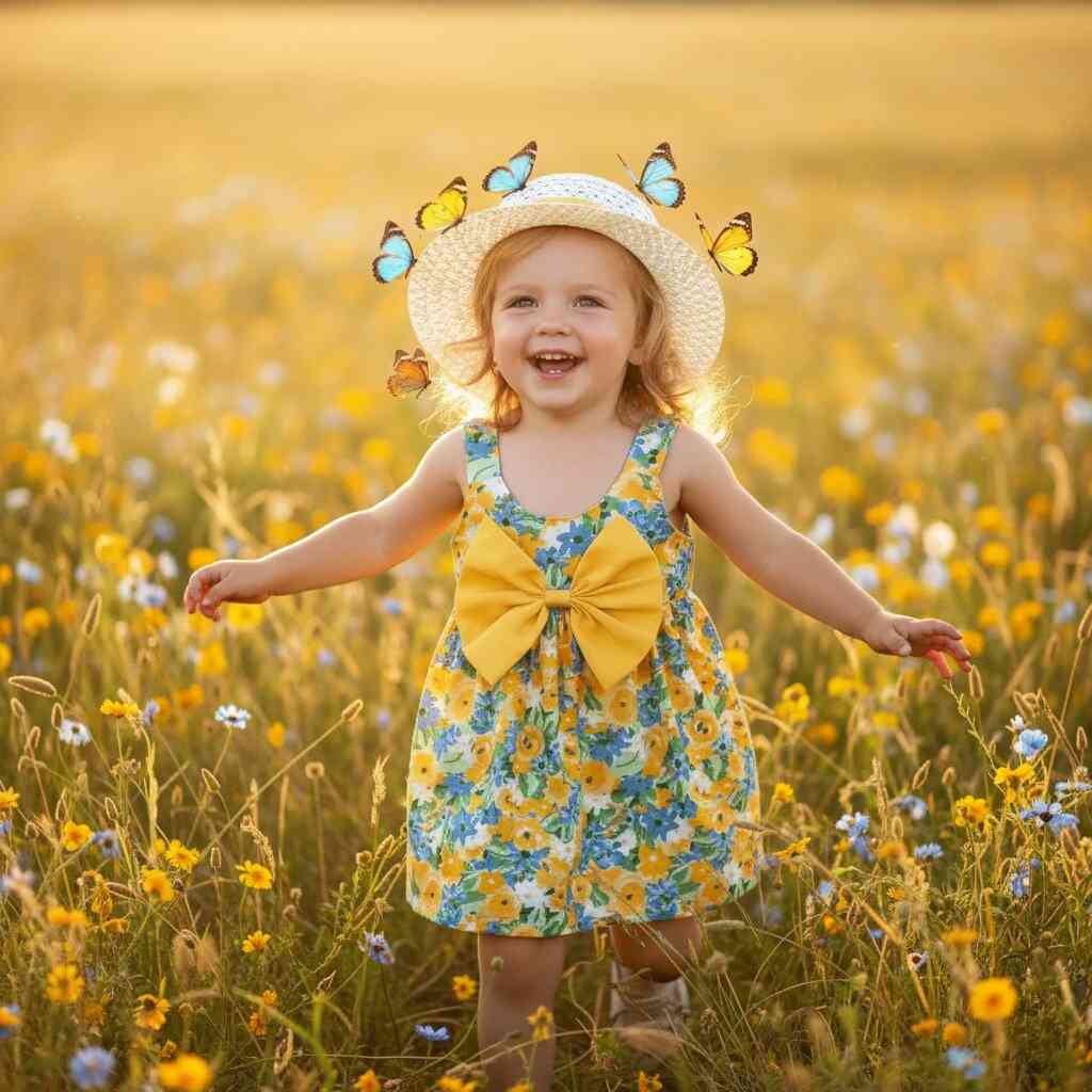 Robe Fille Été avec Chapeau Assorti | Ensemble Fleuri 1 - 3 ans🌸 - Choupinoo