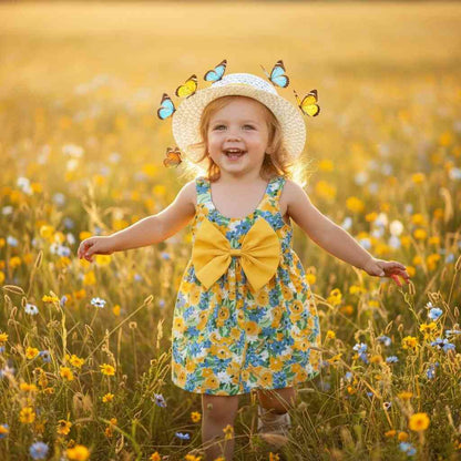 Robe Fille Été avec Chapeau Assorti | Ensemble Fleuri 1 - 3 ans🌸 - Choupinoo