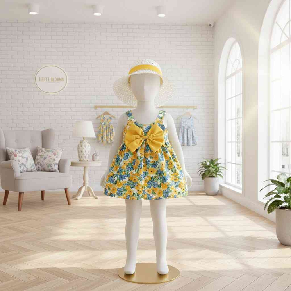 Robe Fille Été avec Chapeau Assorti | Ensemble Fleuri 1 - 3 ans🌸 - Choupinoo