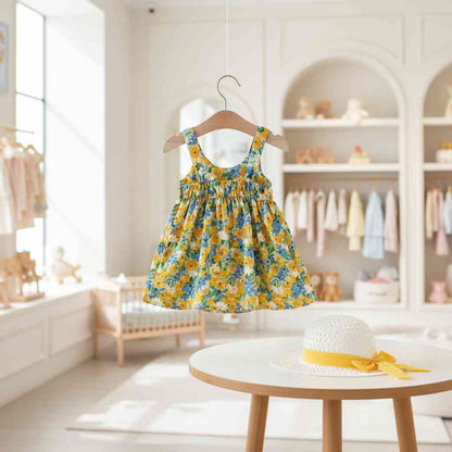 Robe Fille Été avec Chapeau Assorti | Ensemble Fleuri 1 - 3 ans🌸 - Choupinoo