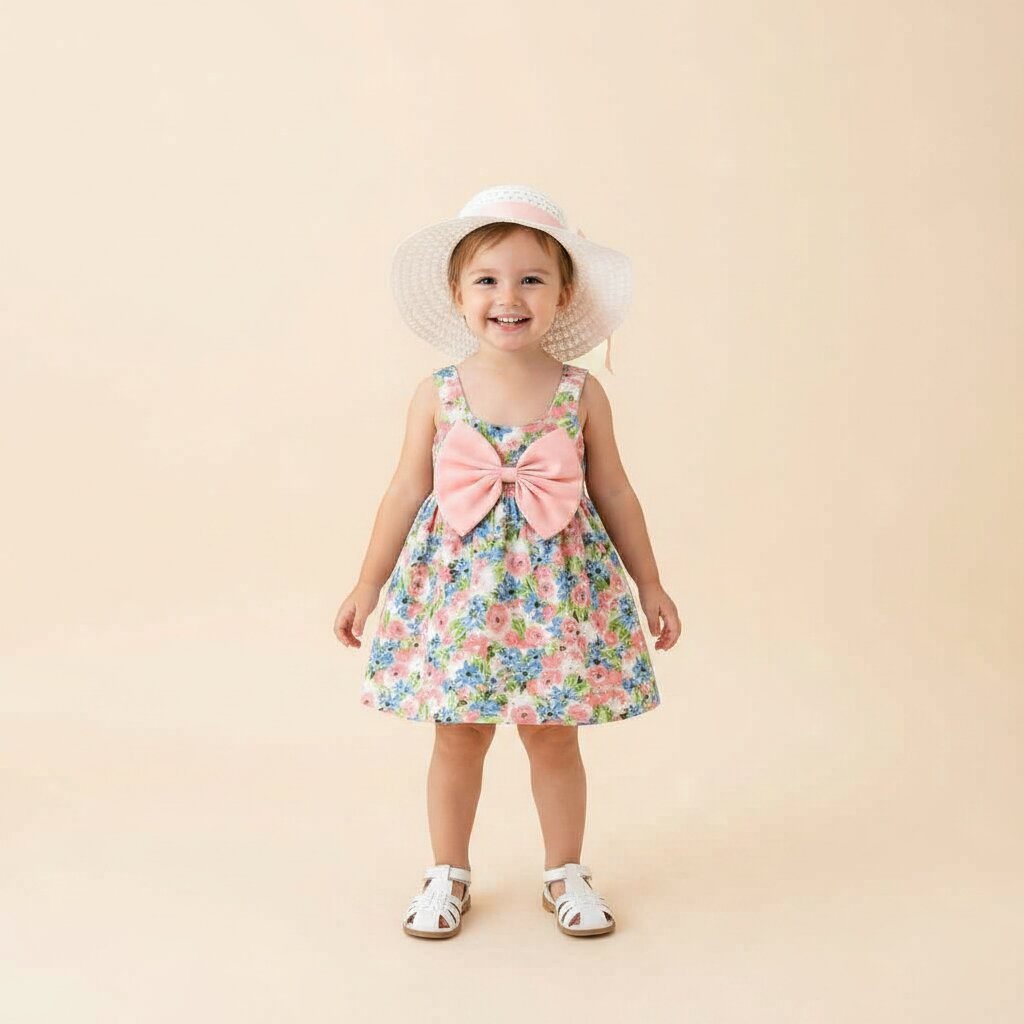 Robe Fille Été avec Chapeau Assorti | Ensemble Fleuri 1 - 3 ans🌸 - Choupinoo