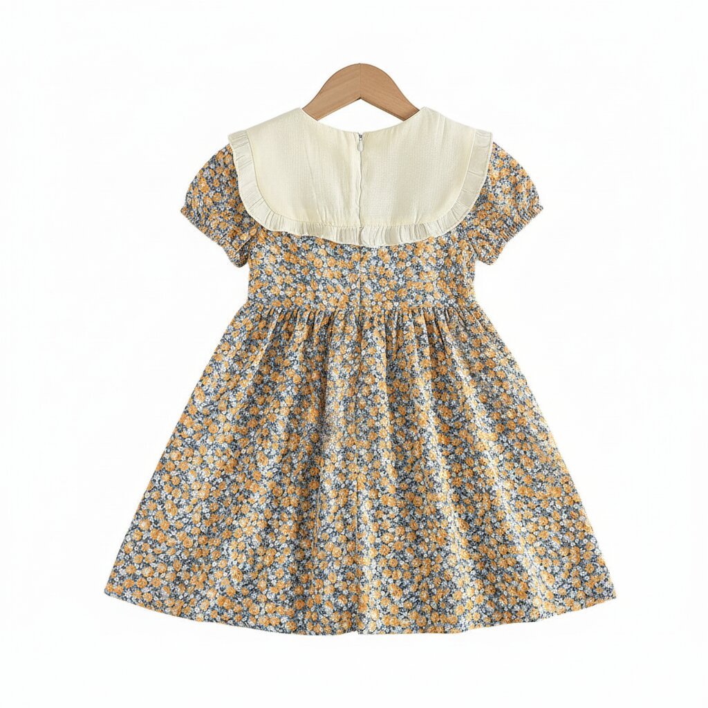 Robe Fille Été Fleurie – Col Berthe Blanc & Nœud Ruban - Choupinoo