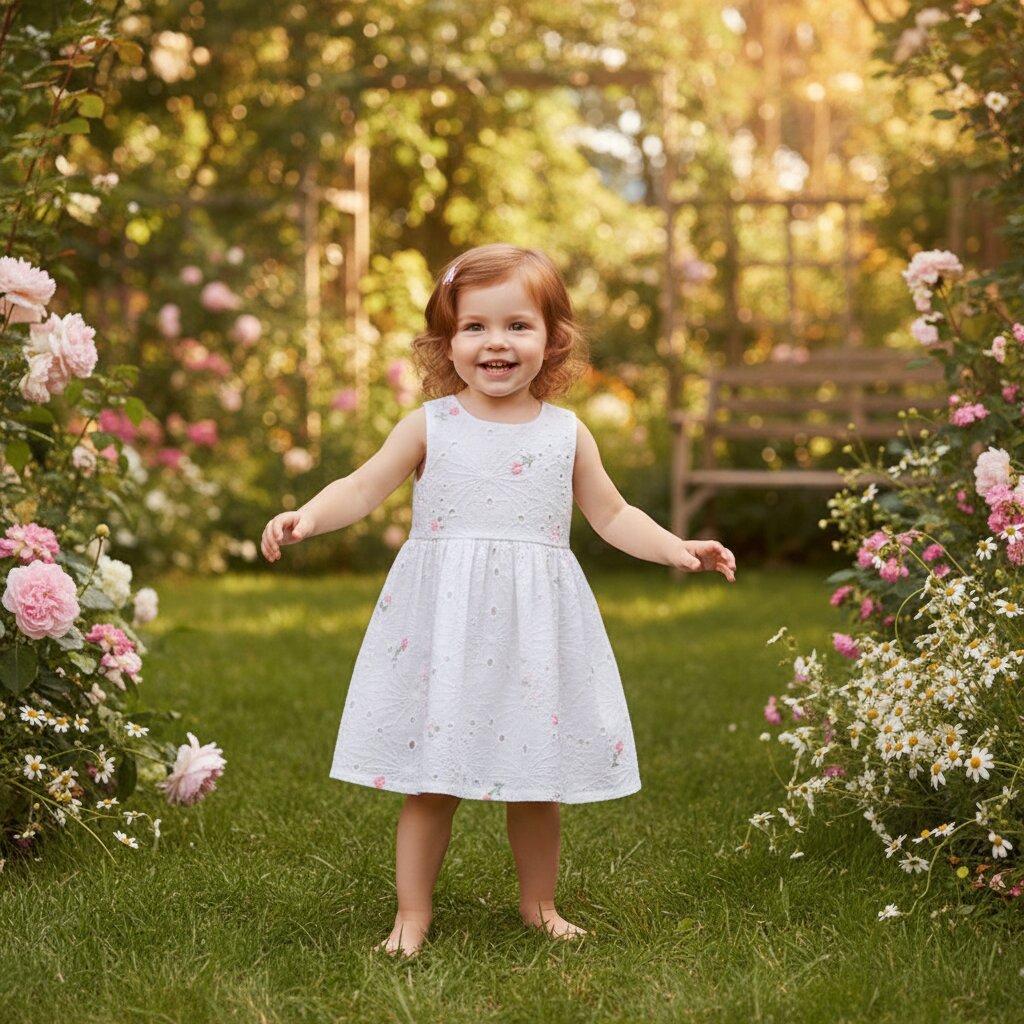 Robe Fille Été Sans Manches – Broderie Florale Coton | 2 - 7 ans - Choupinoo