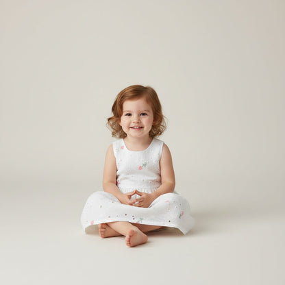 Robe Fille Été Sans Manches – Broderie Florale Coton | 2 - 7 ans - Choupinoo
