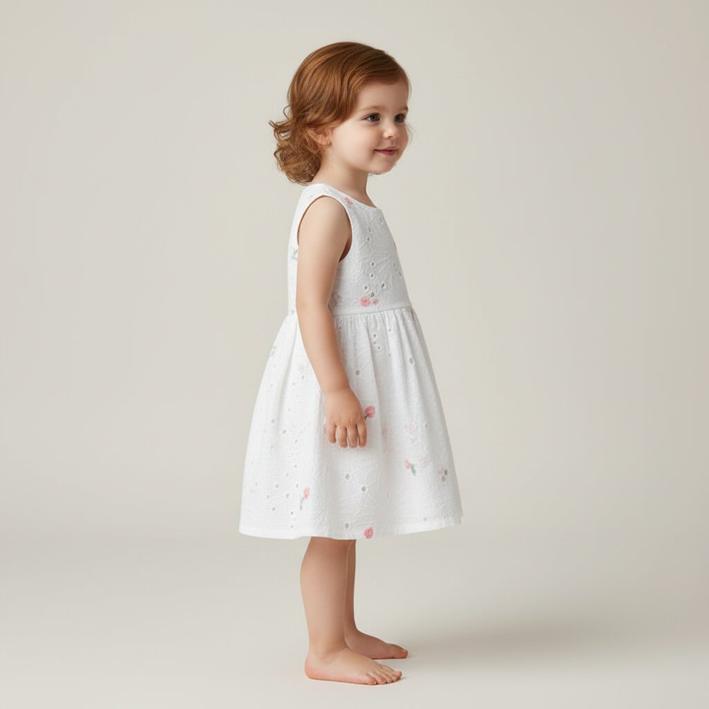 Robe Fille Été Sans Manches – Broderie Florale Coton | 2 - 7 ans - Choupinoo
