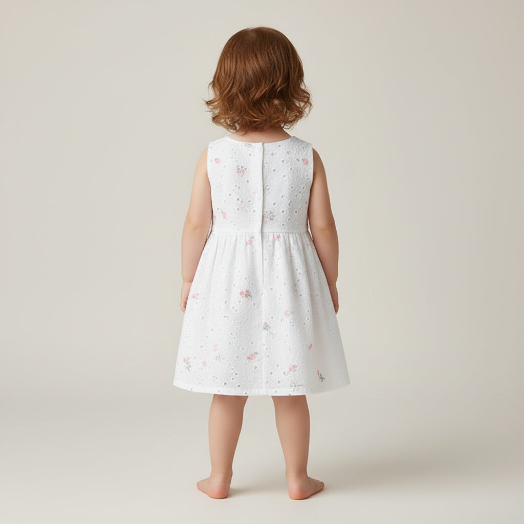 Robe Fille Été Sans Manches – Broderie Florale Coton | 2 - 7 ans - Choupinoo