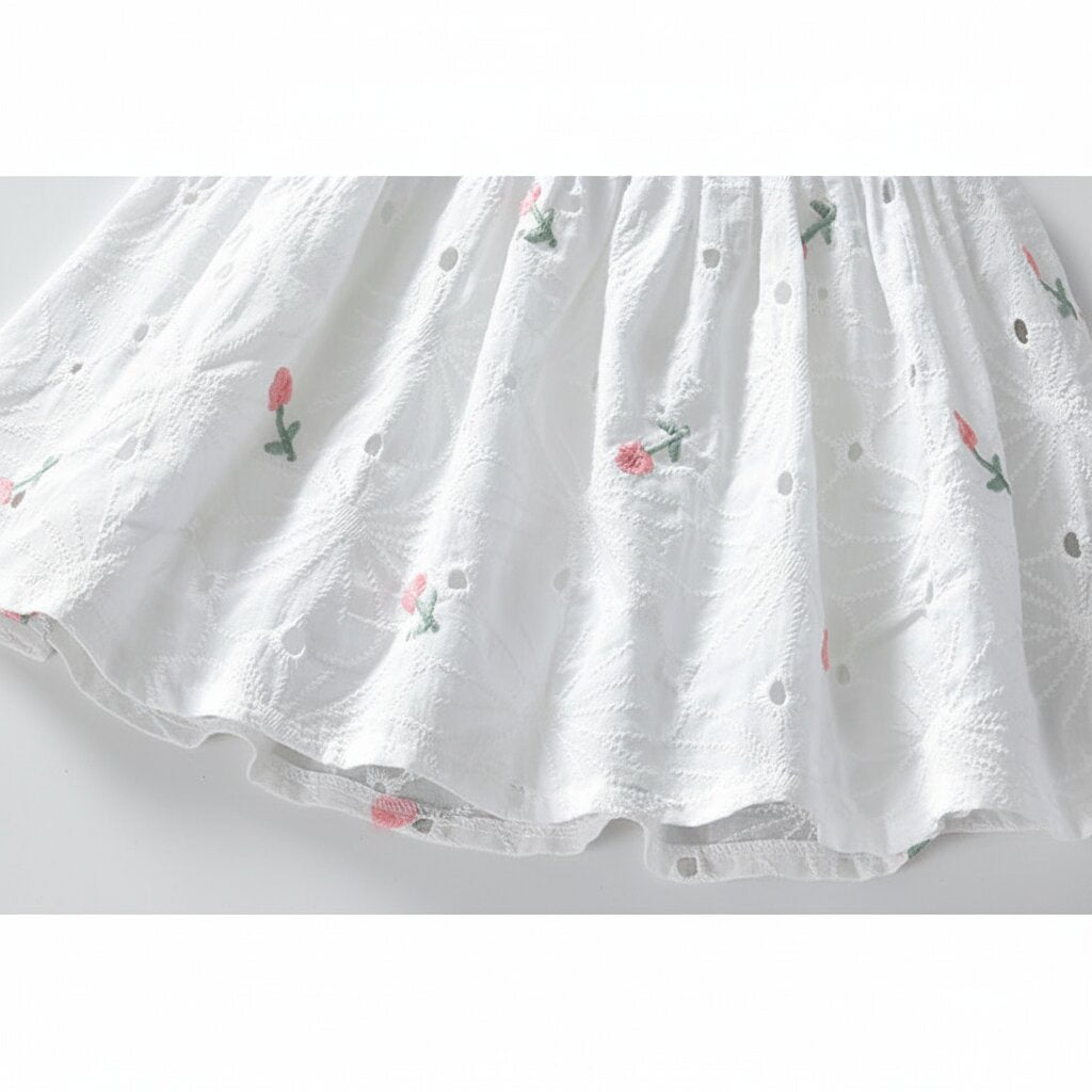 Robe Fille Été Sans Manches – Broderie Florale Coton | 2 - 7 ans - Choupinoo