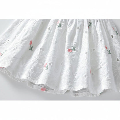 Robe Fille Été Sans Manches – Broderie Florale Coton | 2 - 7 ans - Choupinoo