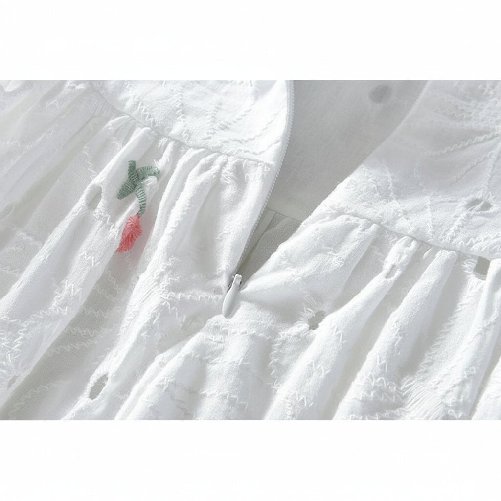 Robe Fille Été Sans Manches – Broderie Florale Coton | 2 - 7 ans - Choupinoo
